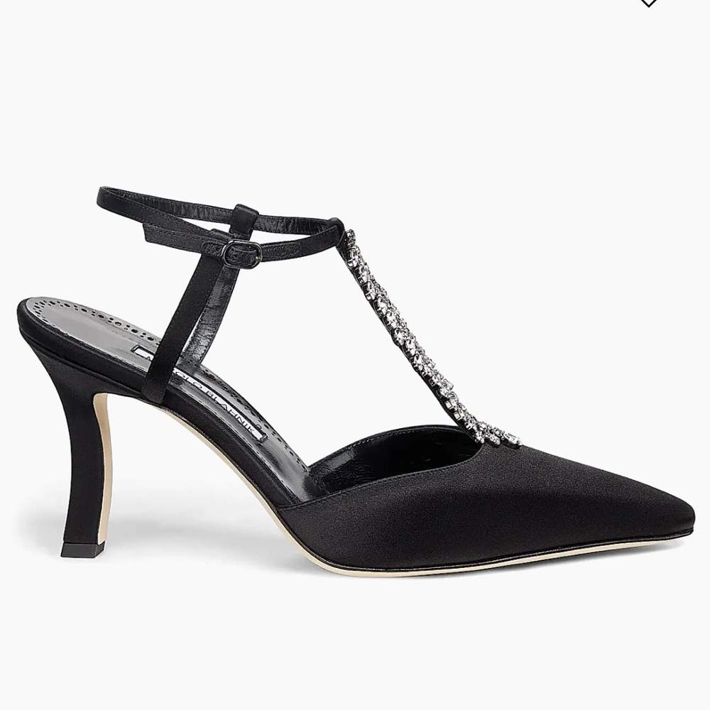 Nine West Black Heels with Rhinestone Strap
